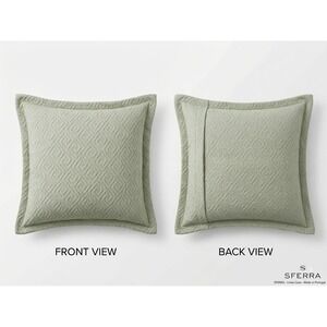 Sferra Portugal Sage Green Cotton Matelasse Pillow Sham Textured Geometric HTF